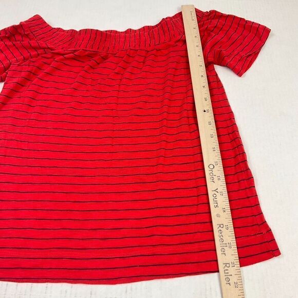 Splendid Off The Shoulder Top Striped Short Sleeve Stretch Casual Shirt Size XS - Picture 5 of 11